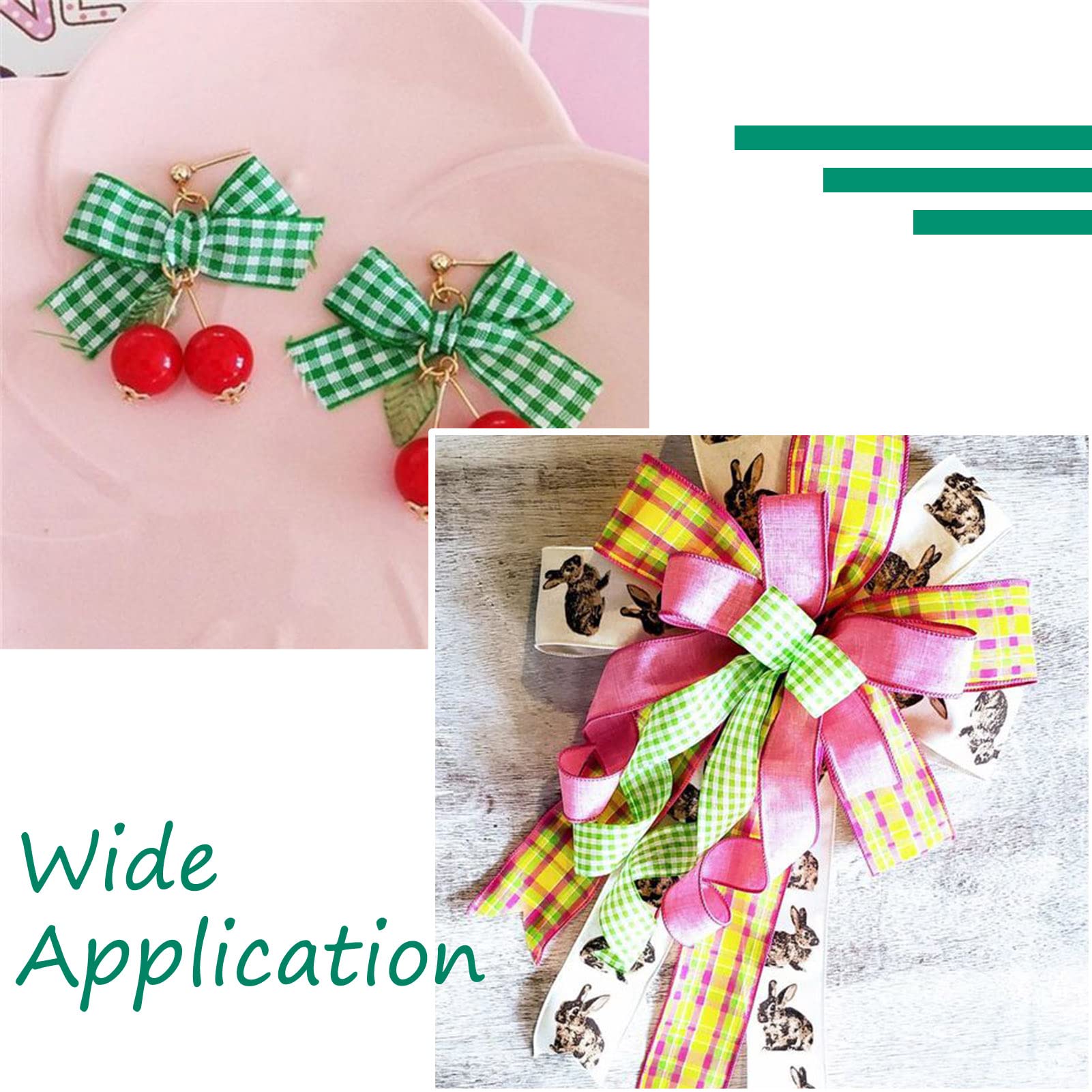 【オーダー♡花ギンガムチェックリボン 17c】 オーダー♡花ギンガムチェックリボン 17c】